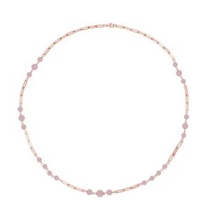 Galilea Rose Quartz ION Plated Rose Gold over Stainless Steel Necklace